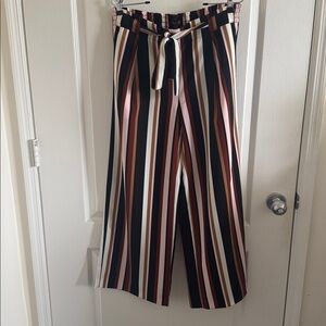 Ann Taylor Factory Striped Wide-Leg Pants with Belt